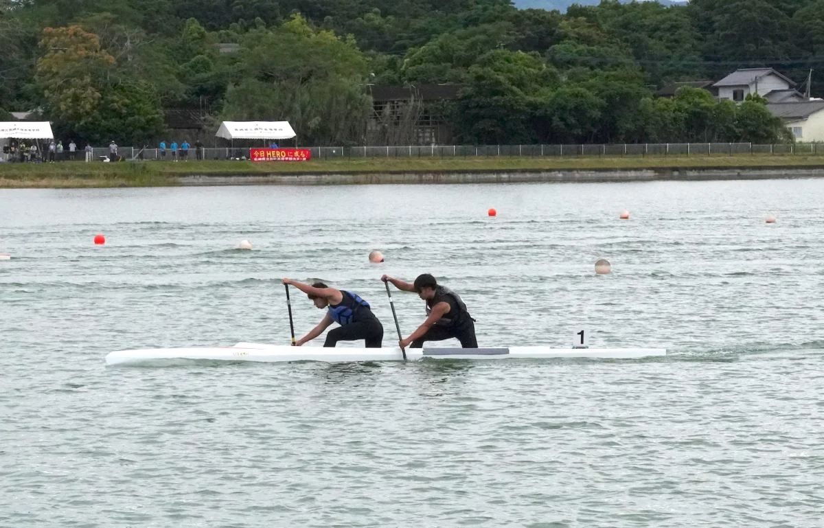 九州大会　カヌー男子　九州５位の先に見据える全国　大石真理・江口日陽（大分舞鶴）　【大分県】