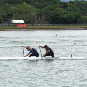九州大会　カヌー男子　九州５位の先に見据える全国　大石真理・江口日陽（大分舞鶴）　【大分県】