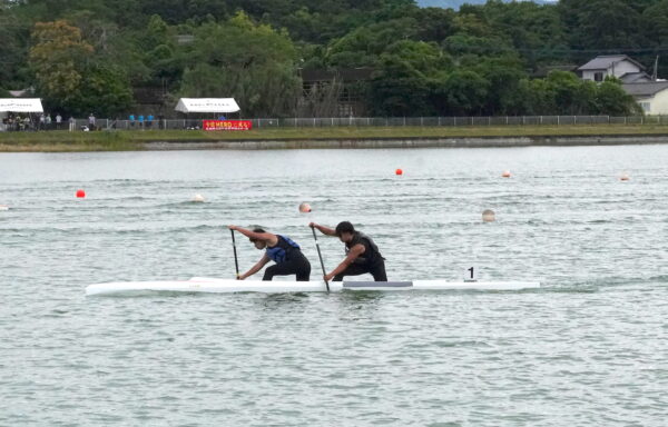 九州大会　カヌー男子　九州５位の先に見据える全国　大石真理・江口日陽（大分舞鶴）　【大分県】